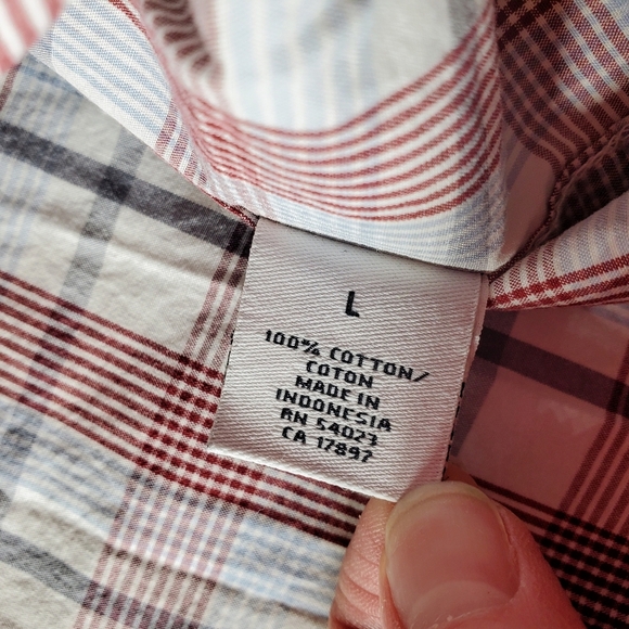 Old Navy Boys Button Down Shirt Size Large White Blue Burgundy Gray Plaid EUC - Picture 9 of 14